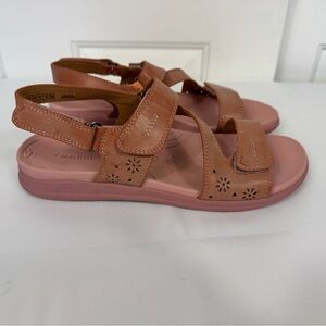 Cobb Hill Tala Asym Sandals Womens 9 M Coral Pink‎ Leather Strappy